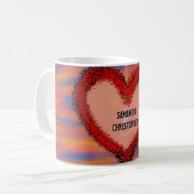 Red Heart Names Sienna Blue Yellow Sky  Coffee Mug (Front Left)