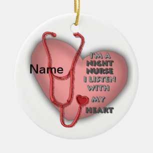 Red Heart Night Nurse Ceramic Tree Decoration
