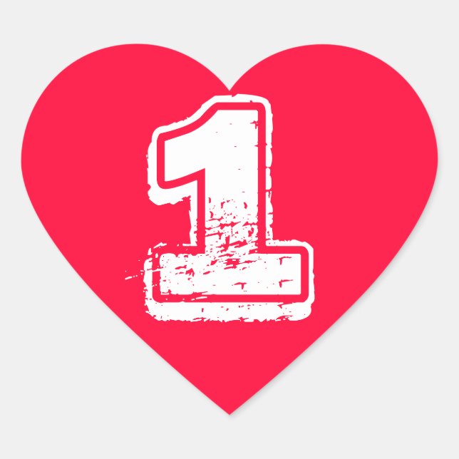 Red Heart number Sticker (Front)