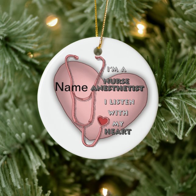 Red Heart Nurse Anaesthetist Ceramic Tree Decoration (Tree)