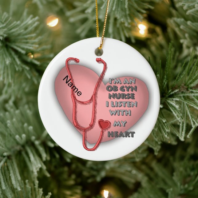 Red Heart ObGyn Nurse Ceramic Tree Decoration (Tree)