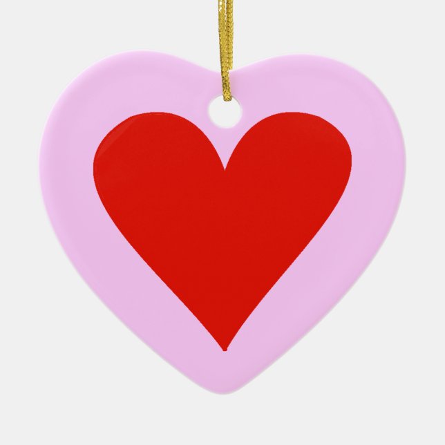 Red Heart on a Ceramic Heart Pendant Tree Decoration (Front)