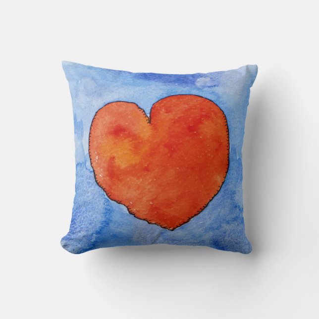 Red heart on blue 2011 cushion (Front)