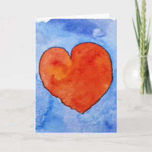 Red heart on blue 2011 holiday card