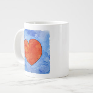 Red heart on blue 2011 large coffee mug