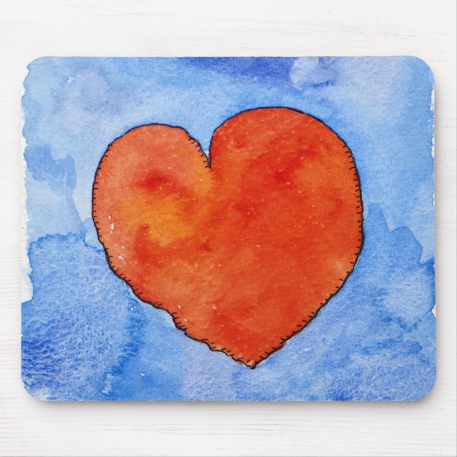 Red heart on blue 2011 mouse mat (Front)