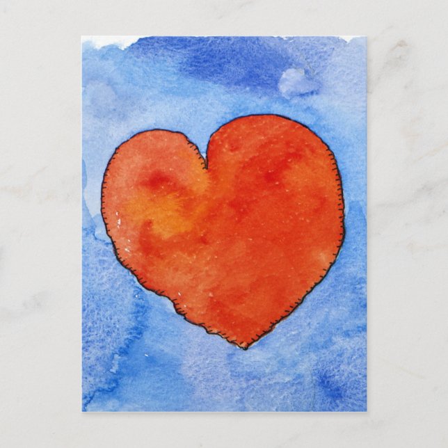 Red heart on blue 2011 postcard (Front)