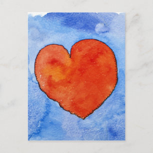 Red heart on blue 2011 postcard