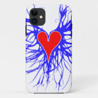 Red heart on blue background