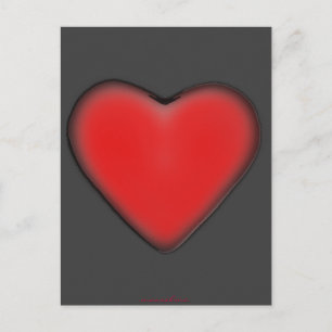 Red Heart on Grey Postcard
