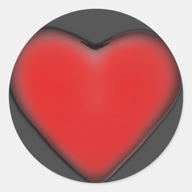 Red heart on grey stickers (Front)