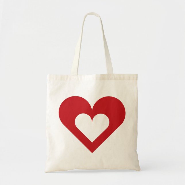 Red Heart on Heart Tote Bag (Front)