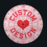 Red Heart on Pastel Pink Colour with your Red Text Dartboard<br><div class="desc">Red Heart on Pastel Pink Colour with your Red Custom Text Dart Board - Personalise the top and bottom text to your liking!</div>