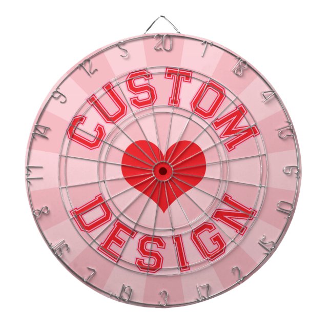 Red Heart on Pastel Pink Colour with your Red Text Dartboard (Front)