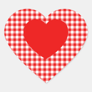 Red Heart on Red Gingham Sticker