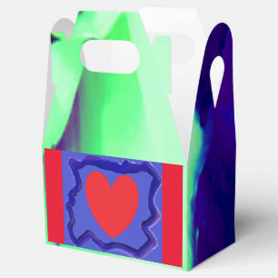 Red heart on royal blue favour box