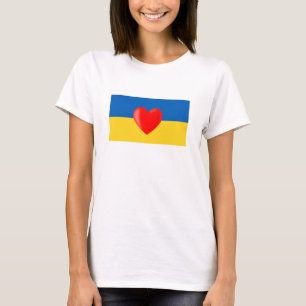 Red Heart on Ukraine Flag Colours T-Shirt