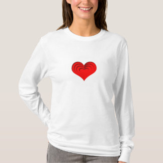 Red Heart on White T-Shirt