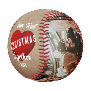 Red Heart Our First Christmas Together 2 Photo Baseball