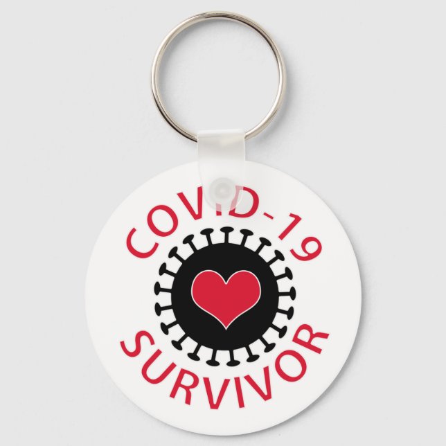 Red Heart Pandemic Coronavirus Covid-19 Survivor Key Ring (Front)