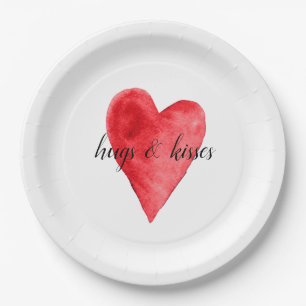Red Heart Paper Plate