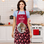 Red Heart Pattern Best Mum Photo Mother`s Day Apron<br><div class="desc">Red Heart Pattern Best Mum Photo Mother`s Day Apron. Hand-drawn red and pink hearts on black background. Add your photo. Sweet keepsake apron for a mother.</div>