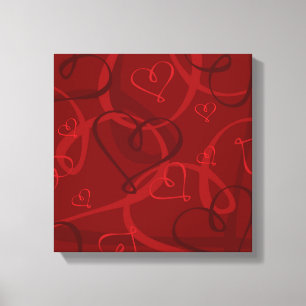 Red heart pattern canvas print