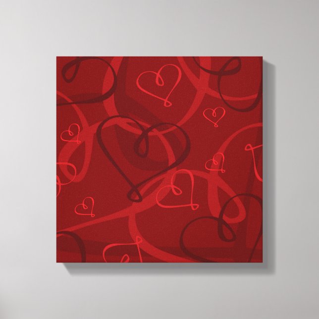 Red heart pattern canvas print (Front)
