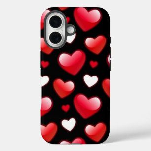 Red Heart Pattern iPhone 16 Case
