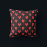 Red Heart Pattern Custom Valentine's Day Weddings Cushion<br><div class="desc">Designed with cute red doodle heart patterns in solid black background. You may change to any background colour as you wish.</div>