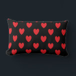 Red Heart Pattern Custom Valentine's Day Weddings Lumbar Cushion<br><div class="desc">Designed with cute red doodle heart patterns in solid black background. You may change to any background colour as you wish.</div>