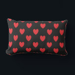 Red Heart Pattern Custom Valentine's Day Weddings Lumbar Cushion<br><div class="desc">Designed with cute red doodle heart patterns in solid black background. You may change to any background colour as you wish.</div>