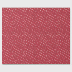 Red Heart Pattern Customized Name Valentin's Day Wrapping Paper