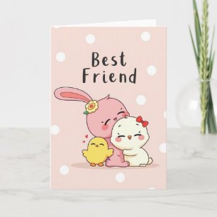 Red Heart Pattern Friend Card