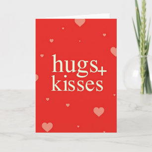 Red Heart Pattern Hugs Kisses Card