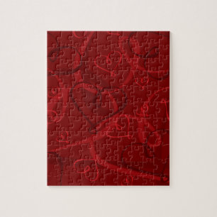 Red heart pattern jigsaw puzzle