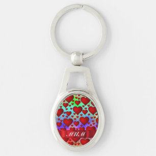Red heart pattern mothers day key ring