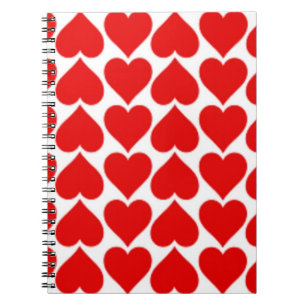 RED HEART PATTERN NOTEBOOK