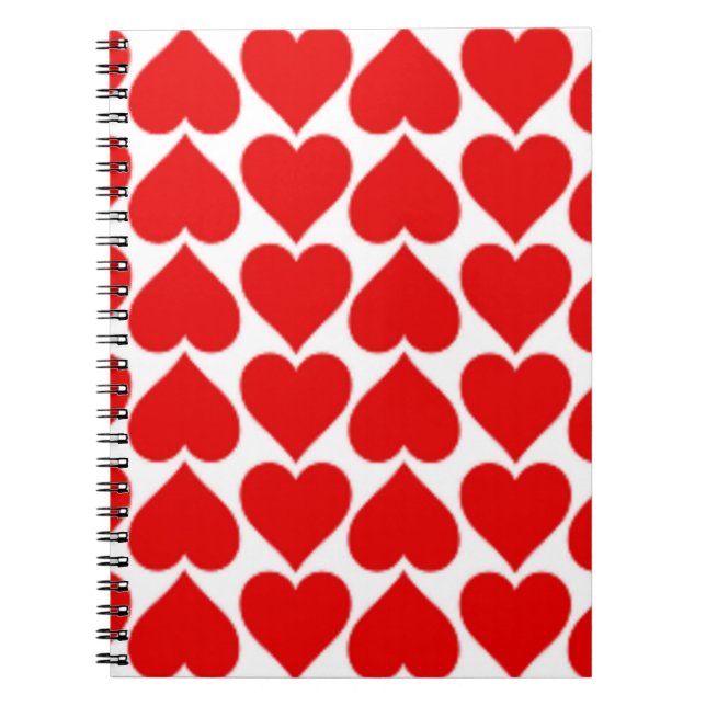 RED HEART PATTERN NOTEBOOK (Front)