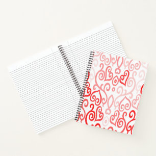 Red Heart Pattern Notebook
