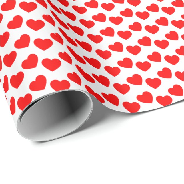 Red Heart Pattern on White Wrapping Paper (Roll Corner)