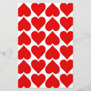 RED HEART PATTERN STATIONERY