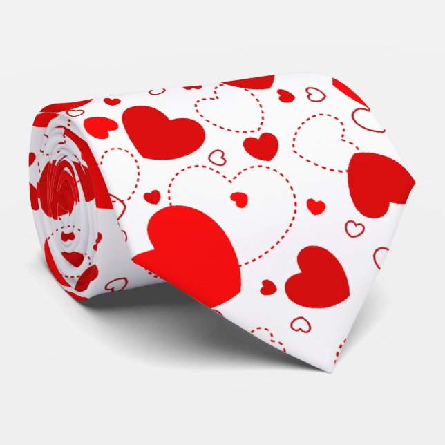 Red heart pattern tie (Rolled)