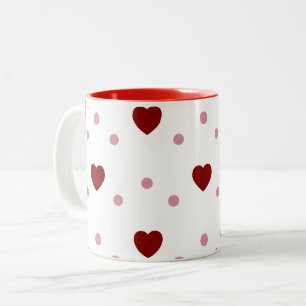 Red Heart Pattern Valentine Two-Tone Coffee Mug