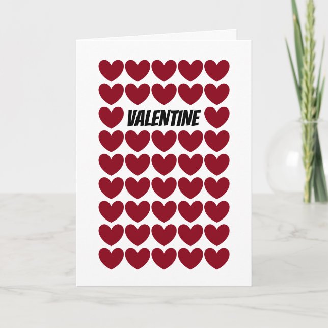 Red Heart Pattern, Valentine's Day Card (Front)