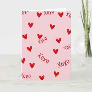 Red Heart Pattern Xoxo Card