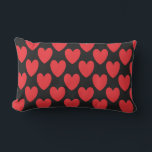 Red Heart Patterns Valentine's Day Weddings Gift  Lumbar Cushion<br><div class="desc">Designed with cute red doodle heart patterns in solid black background. You may change to any background colour as you wish.</div>