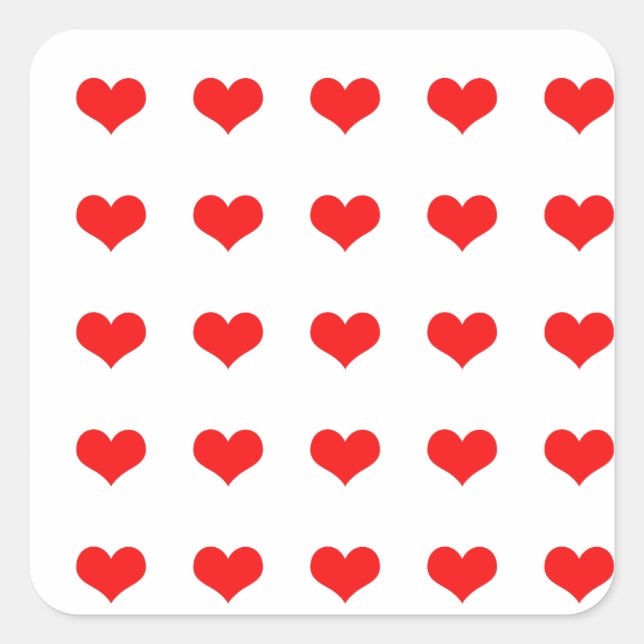 Red Heart Patterns Weddings Valentine's Birthdays Square Sticker (Front)