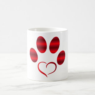 Red Heart Paw Coffee Mug
