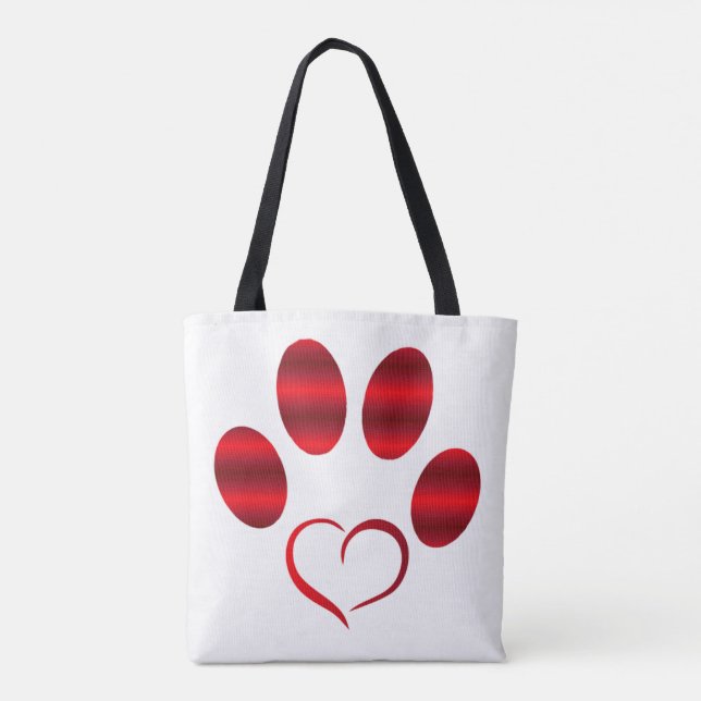Red Heart Paw Tote Bag (Back)
